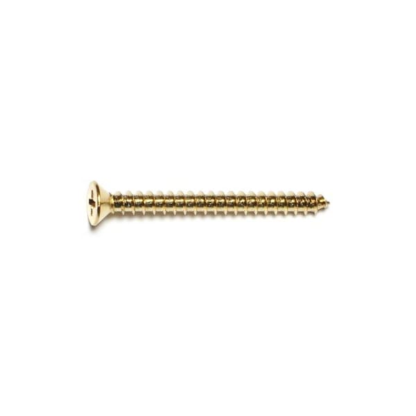 Midwest Fastener Sheet Metal Screw, #10 x 2 in, Brass Plated Steel Flat Head Phillips Drive, 25 PK 64134 - main